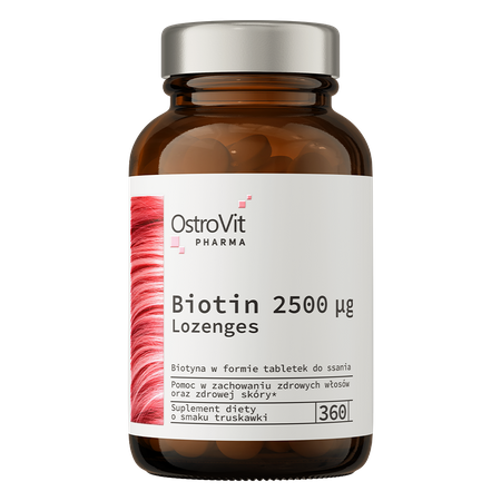 1 OstroVit Pharma Biotin 2500 μg Lozenges 360 tabs strawberry